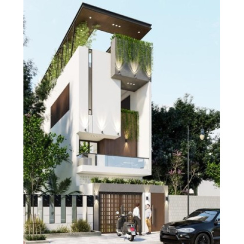 Thiết kế nhà phố 1 trệt 3 lầu với mặt tiền 7m hiện đại 2024