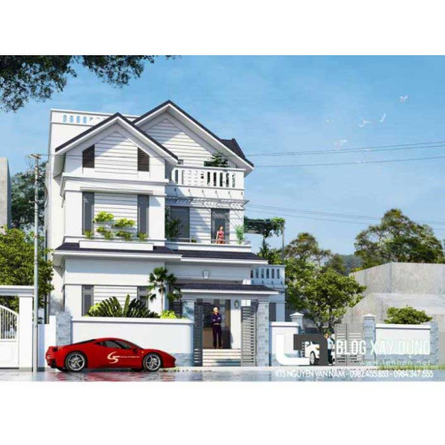 Mẫu nhà biệt thự 3 tầng mái thái xây dựng trên đất 15x20m
