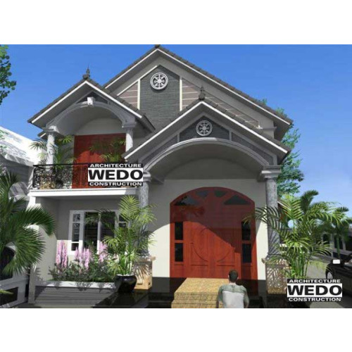 Mẫu nhà biệt thự mini 1 tầng có gác lửng kiểu Mái Thái