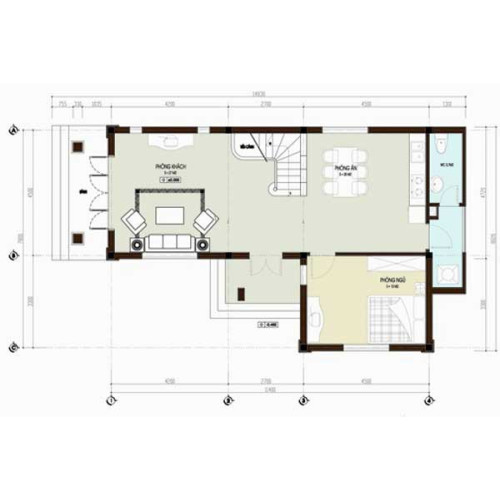 Mẫu nhà 2 tầng chữ L kinh phí xây dựng 600 triệu