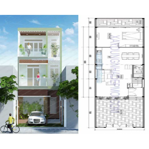 Mẫu nhà đẹp 5x16m 3 tầng dành cho gia đình 4 thành viên