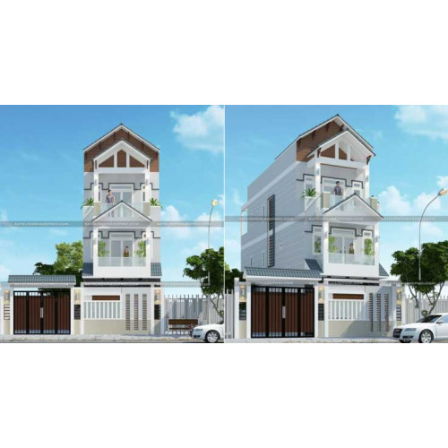 Mẫu nhà phố 3 tầng 4 phòng ngủ diện tích 5x15m2