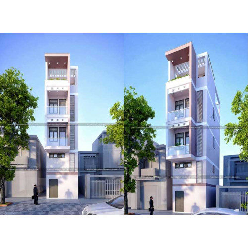 Mẫu nhà phố 5 tầng 2 mặt tiền xây dựng trên đất méo