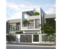 Mẫu nhà phố 2 tầng 1 tum mang đến kiến trúc hiện đại trong năm