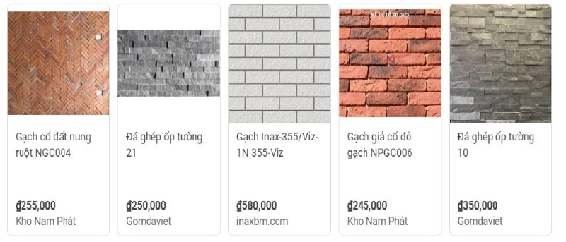 Bảng giá cả về các loại gạch ốp tường sân vườn mà bạn nên tham khảo