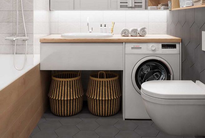 nhà vệ sinh có máy giặt