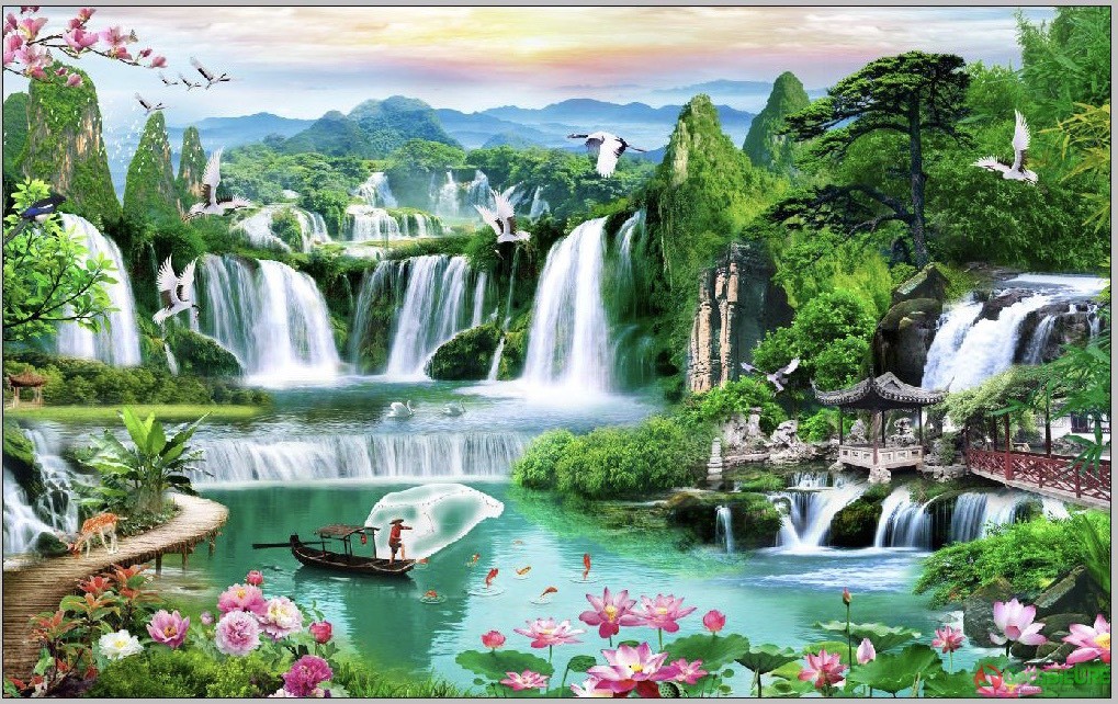 Ngắm nhìn TOP mẫu tranh gạch 3D ốp tường phòng khách đẹp 2024