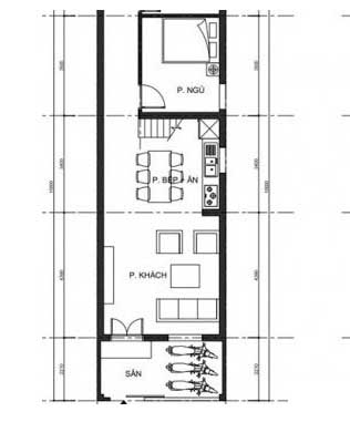 Bản vẽ thiết kế nhà cấp 4 mái tôn diện tích 4.5x15m