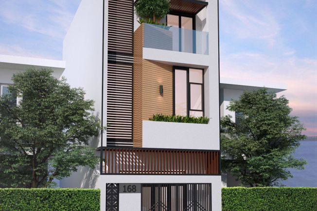 cách phối hợp sơn mặt tiền nhà ống đẹp