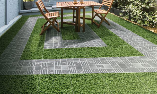 gạch lát nền màu xanh rêu dành cho sân vườn