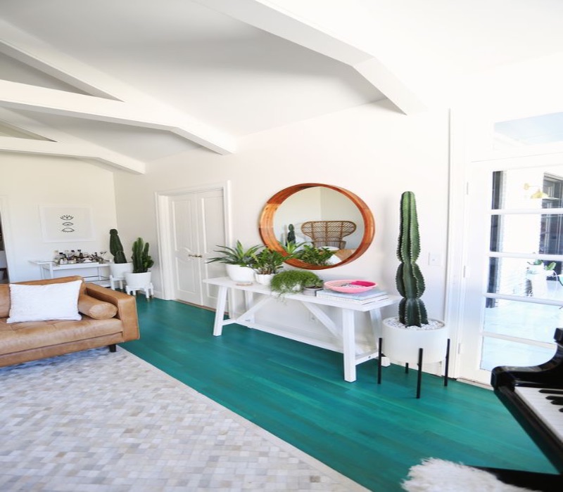 Gạch lát nền màu xanh ngọc bích phù hợp với từng không gian của ngôi nhà 