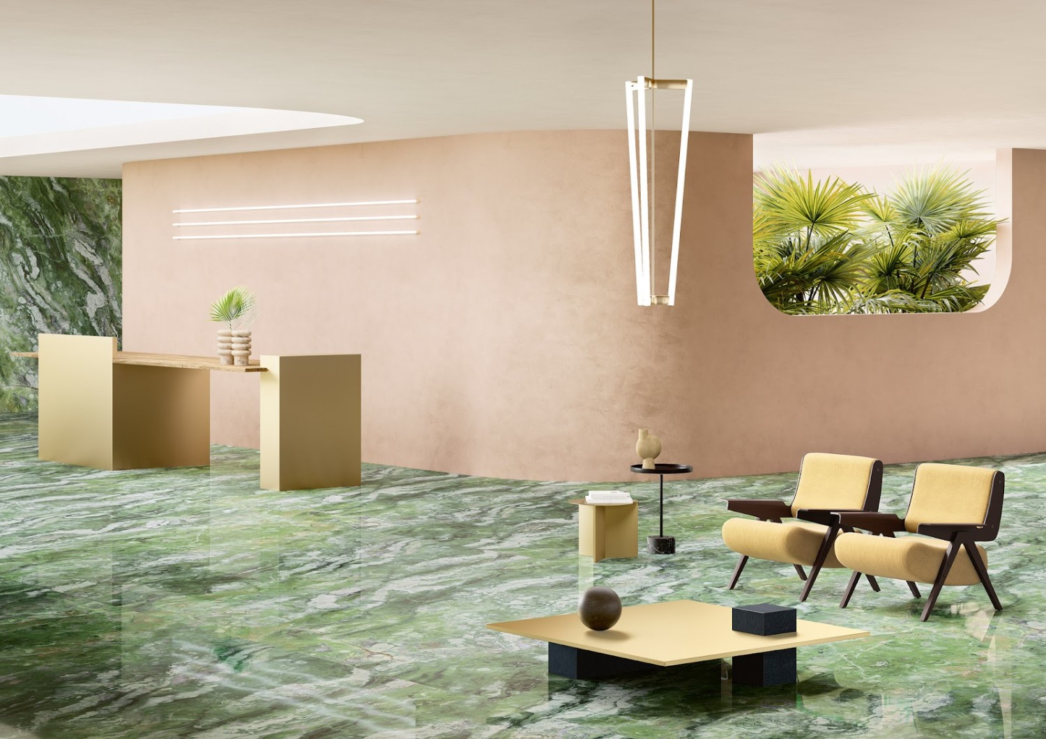 Gạch lát nền màu xanh rêu kích thước lớn