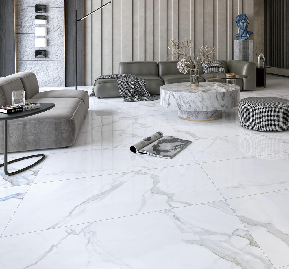 Gạch lát nền phòng khách 80x80 dạng giả vân mây