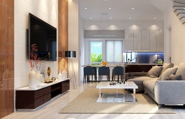 Mẫu gạch lát nền phòng khách nhà ống