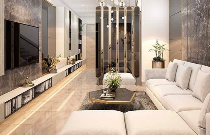 Đa dạng các loại gạch lát nền phòng khách nhà ống