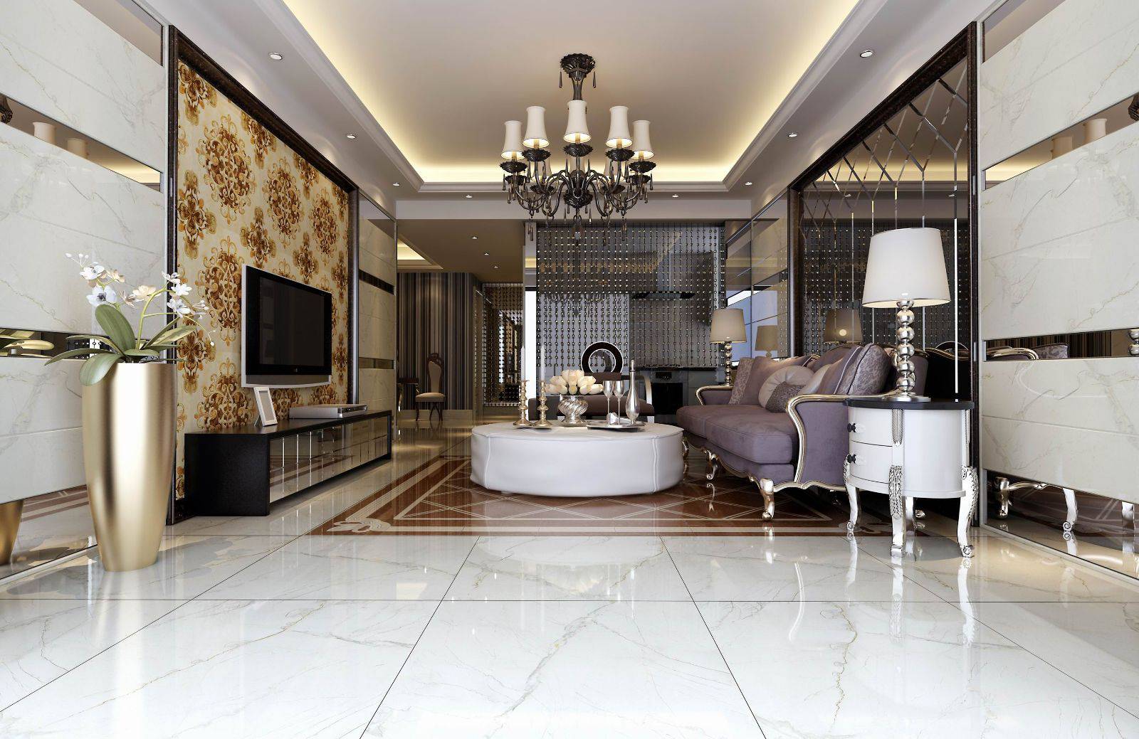 Chọn gạch lát nền phòng khách theo phong cách cổ điển