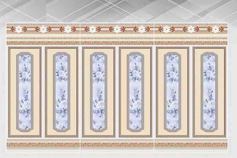 Mẫu gạch ốp chân tường cao có họa tiết hoa của Hoàn Mỹ