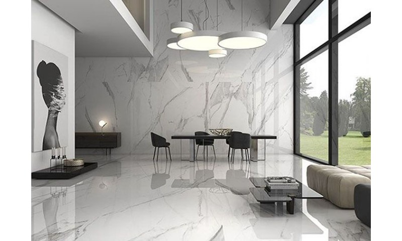 Kết hợp gạch màu xám trắng để phòng khách của bạn thêm phần sang trọng 