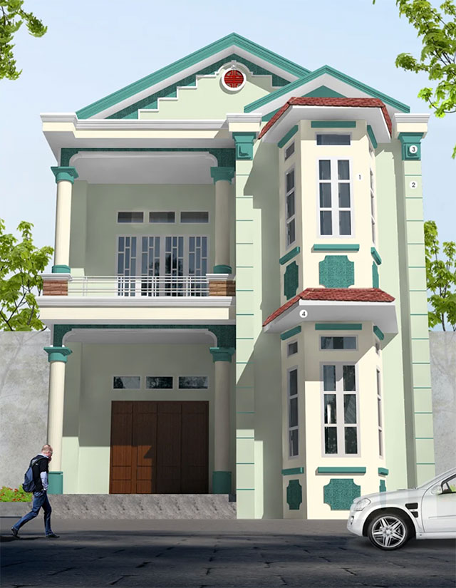 phối màu sơn nhà mặt tiền