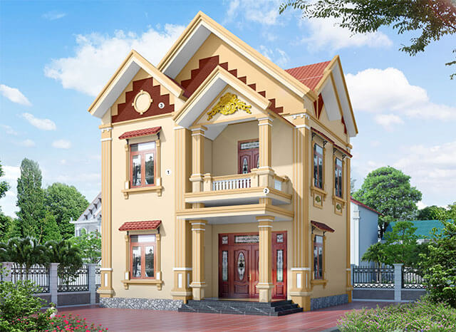 sơn mặt tiền nhà ống 2 tầng