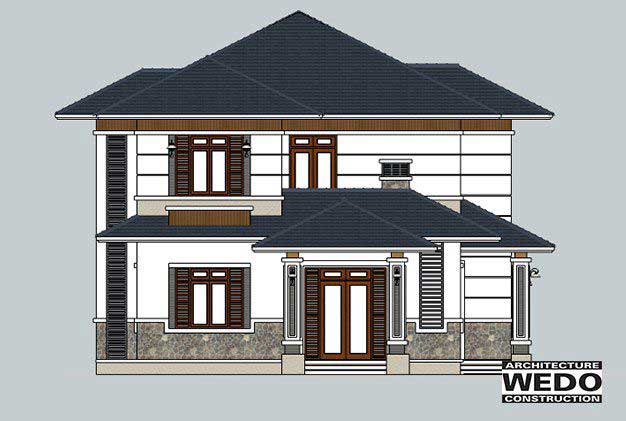 bản vẽ nhà biệt thự 2 tầng mái thái