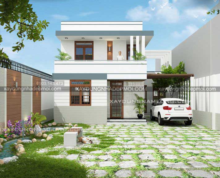 Thiết kế nhà 2 tầng đẹp mặt tiền hơn 9m - Hình 4