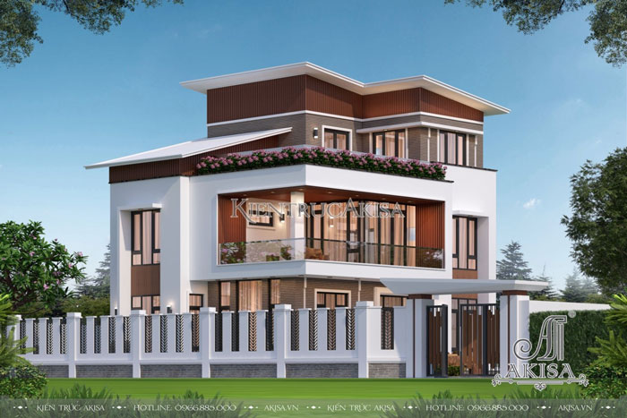 Nhà 3 tầng mái lệch đẹp hút hồn