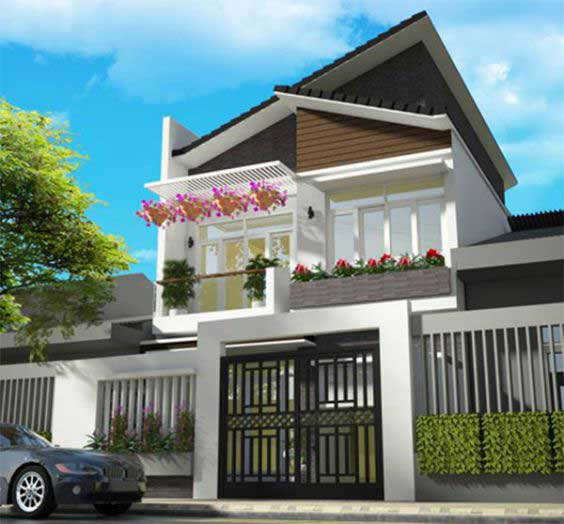 Thiết kế nhà 2 tầng mái lệch đẹp - Hình 4