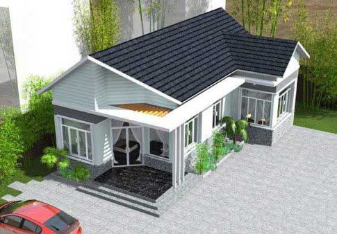 Mẫu nhà chữ L kiểu sân vườn