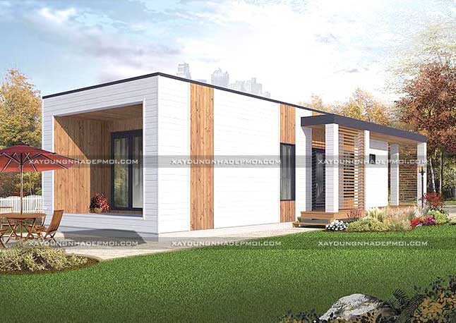 Thiết kế nhà ống 1 tầng 2 phòng ngủ đẹp