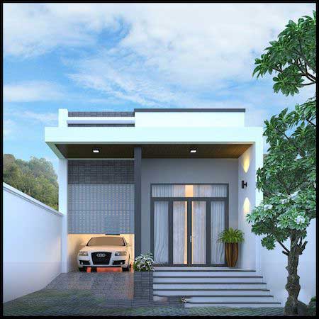 Thiết kế nhà ống 1 tầng mái bằng đẹp - Hình 2