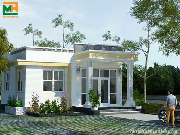 Thiết kế nhà ống 1 tầng mái bằng đẹp - Hình 7