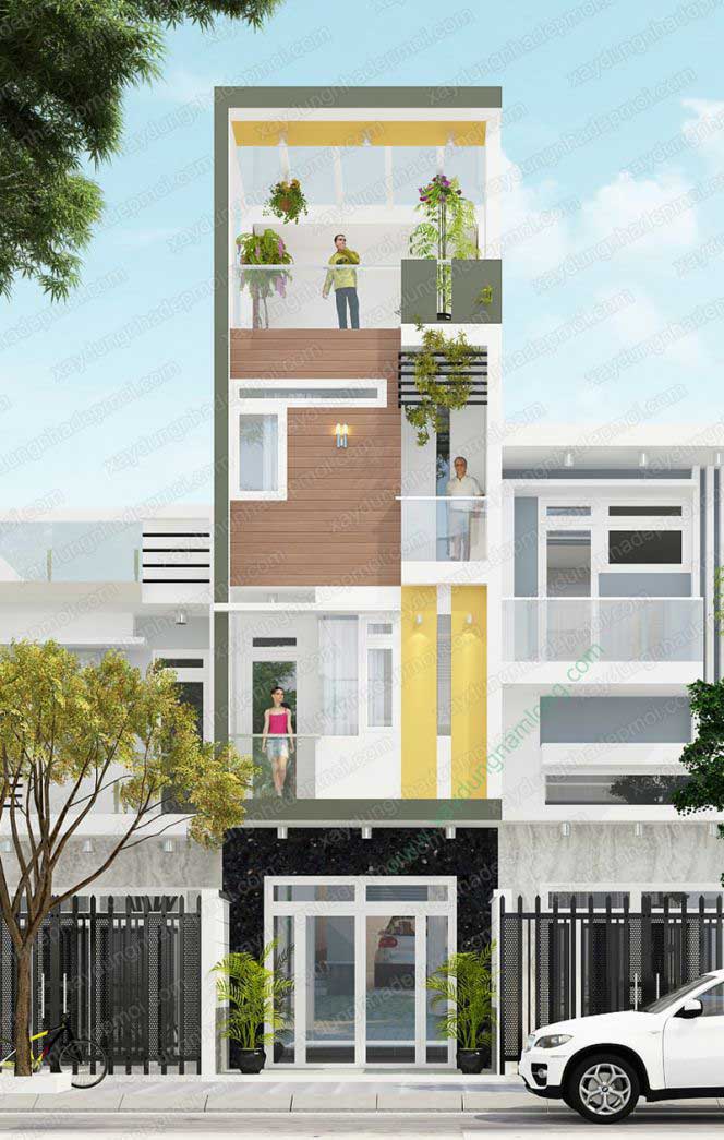 Thiết kế nhà ống 4 tầng đẹp diện tích 4m x 16m