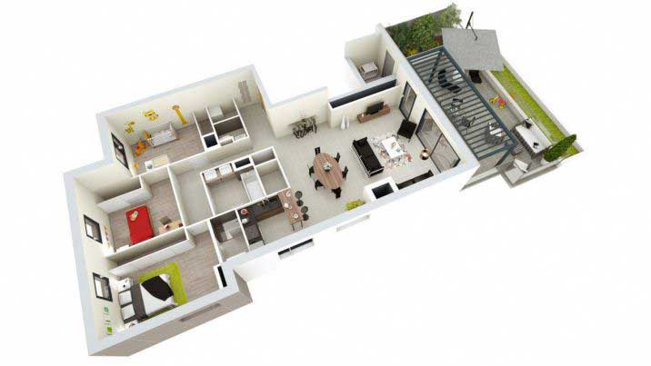 Bản vẽ mẫu nhà ống cấp 4 mái thái 300 triệu