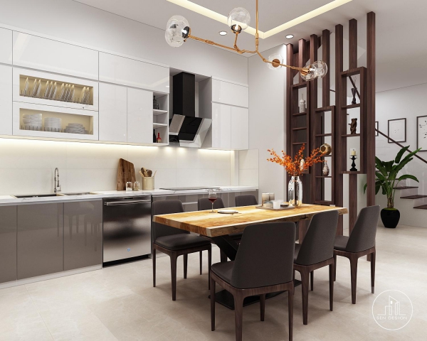 Nội thất nhà bếp cho nhà 4 tầng mặt tiền 6m