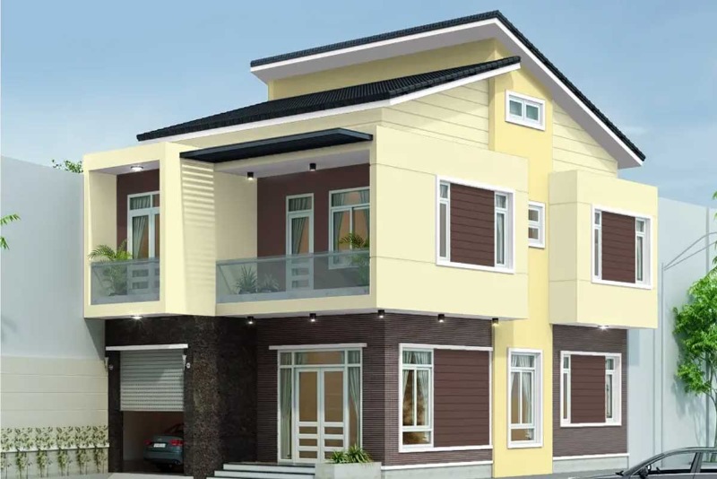 Chọn màu sơn chủ đạo cho mặt tiền nhà 2 tầng
