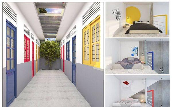 x MÔ HÌNH NHÀ TRỌ CÓ GÁC LỬNG