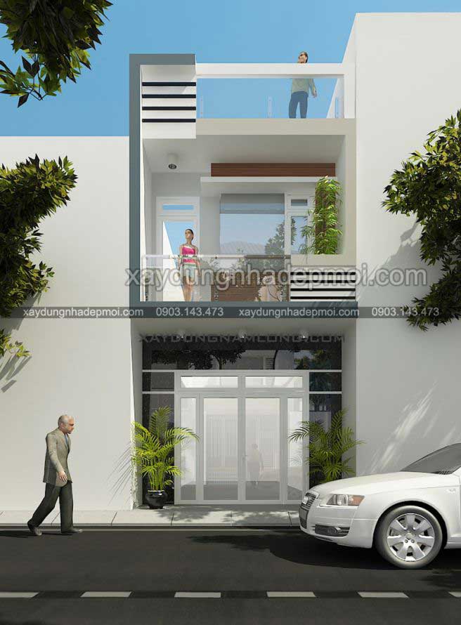 Thiết kế nhà phố 1 trệt 1 lầu 1 sân thượng 70m2 - Hình 1