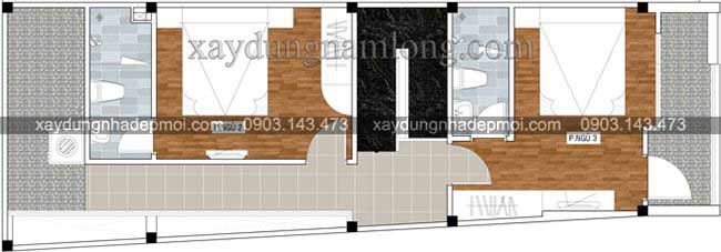 Thiết kế nhà phố 1 trệt 1 lầu 1 sân thượng 70m2 - Hình 5