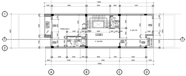 Mặt bằng tầng 3 nhà 3 tầng 6x20m