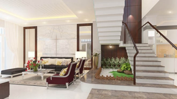 Phòng khách đẹp căn nhà 3 tầng 6x20m