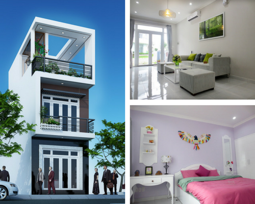 Phối cảnh thiết kế nhà 3 tầng 75m2