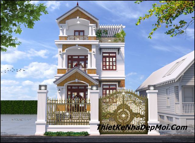 Tổng quan phối cảnh nhà 3 tầng diện tích 7x12,- Hình 1