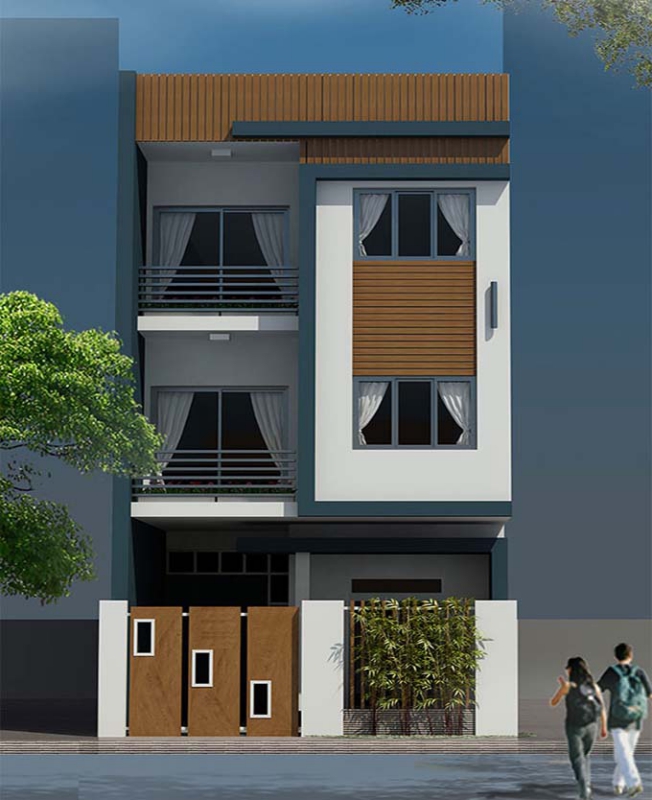 Tổng quan phối cảnh nhà 3 tầng diện tích 7x12,- Hình 2
