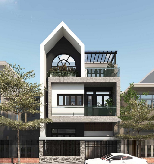 Tổng quan phối cảnh nhà 3 tầng diện tích 7x12,- Hình 3