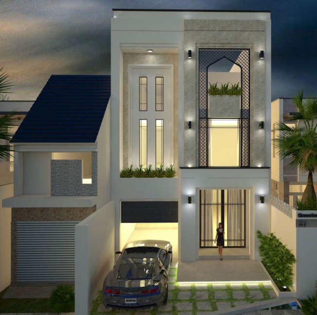 Tổng quan phối cảnh nhà 3 tầng diện tích 7x12,- Hình 4