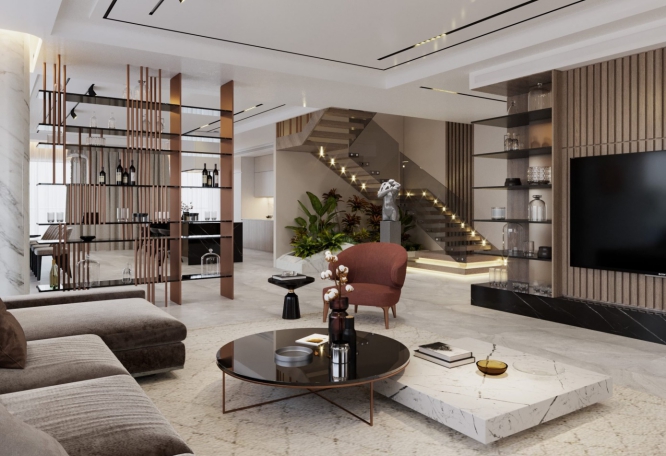 Phòng khách nhà 3 tầng 900 triệu