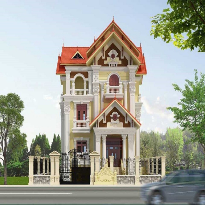 Mẫu nhà 3 tầng mái thái 80m2 đẹp xu hướng hiện đại - Hình 2