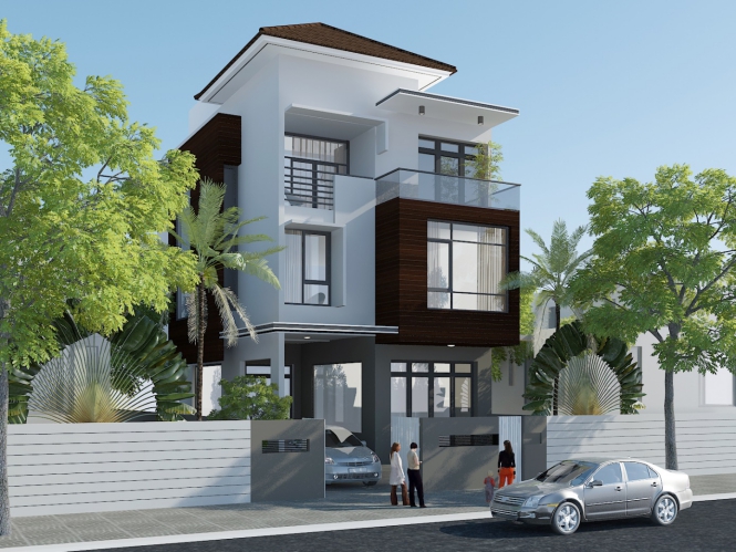 Mẫu nhà 3 tầng mái thái 80m2 đẹp xu hướng hiện đại - Hình 3