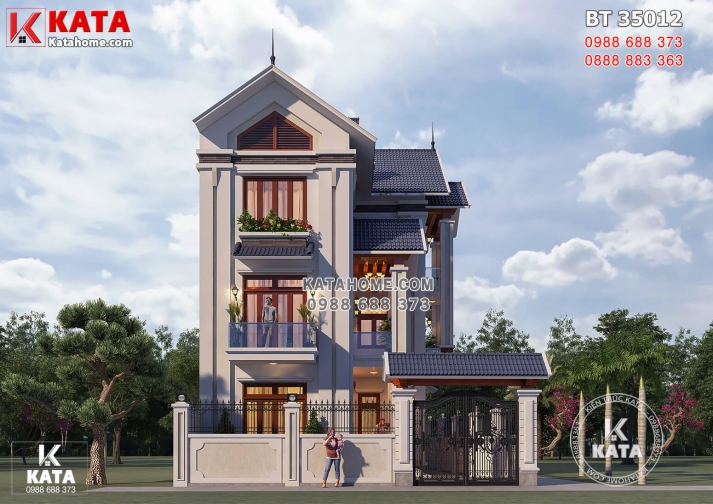 Ý tưởng thiết kế nhà 3 tầng mái thái 100m2 - Hình 1